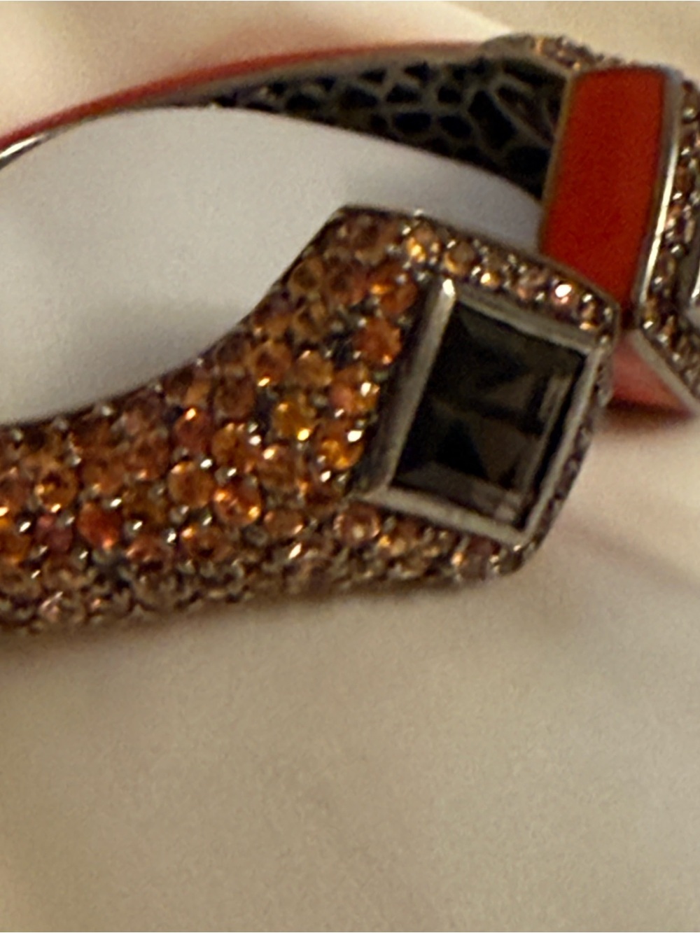 MCL Gold-Tone Orange gemstones Bracelet with Smoky Quartz Center Stone Accent